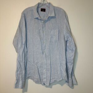 Untuckit Men Button Down Shirt Vignoles Linen Striped Collared Casual Sz L